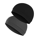 Amexo 2 Piezas Ciclismo Calavera Gorra Gorro Bajo Sotocasco Negro y Gris Gorro Verano Ciclismo Hombre Mujer Respirable Sombrero de Casco Forro de Casco Absorbe Sudor Gorro para Casco de Bici