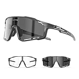KAPVOE Gafas de Ciclismo Fotocromáticas con TR90 Mujeres Hombres Gafas de Sol Deportivas Mujeres Hombres Running Transparente MTB Accesorios de Bicicleta claro Negro 01