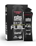 Science in Sport Beta Fuel Gel, geles energéticos ciclismo, energía de doble fuente, Sabor fresa y lima, 40 gr de Carbohidratos en 60 ml, pack de 6